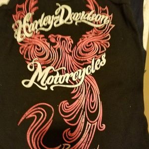 Harley Davidson Xl Black Ho Pink Tank New